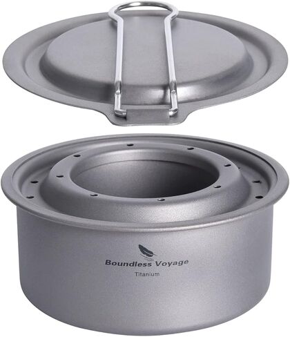 iBasingo Mini Titanium Spirit Stove Alcohol Heater Wood Burner with Stand Outdoor Camping Hiking Backpacking Furnace Tourist Cooker Survival Trekking Hiking Supplies (Ti2011C) in Kuwait
