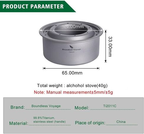 iBasingo Mini Titanium Spirit Stove Alcohol Heater Wood Burner with Stand Outdoor Camping Hiking Backpacking Furnace Tourist Cooker Survival Trekking Hiking Supplies (Ti2011C) in Kuwait