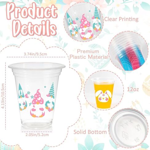 GuassLee St Patrick’s Day Disposable Cups - 50pcs 12oz St Patrick’s Day Disposable Clear Plastic Cups with 5 Styled Lucky Clover for Kids Adults Cold Drink Snacks Saint Patrick Party Favors Supplies in Kuwait