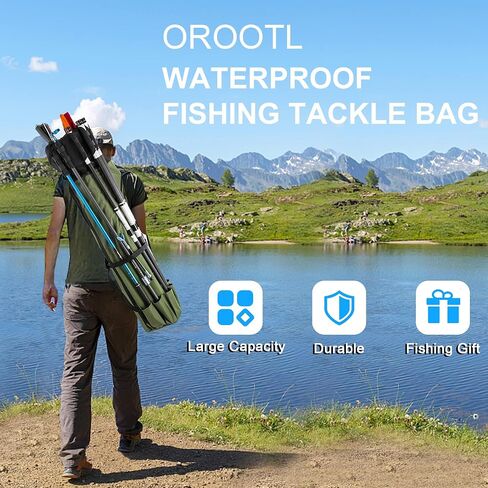 حقيبة قضبان الصيد Orootl قمع القماش المتين صيد القطب قضيب الصيد وبكرة منظم حقيبة الصيد معالجة حقيبة الظهر مع حامل القضب in Saudi Arabia