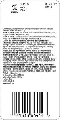 Duracell 21/23-12V Alkaline-Battery, 1 Count Pack, 21/23 12 Volt Alkaline-Battery, Long-Lasting for Key Fobs,-Car Alarms, GPS Trackers, and More in Kuwait