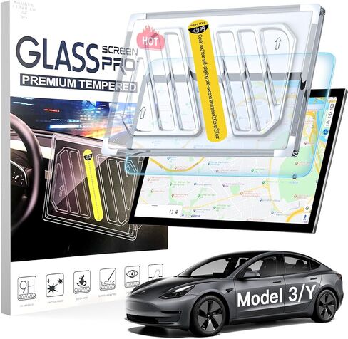 Tempered Glass Screen Protector for Tesla Model 3(2017-2023)/Model Y(2020-2025) Accessories 15'' Glossy Touchscreen Auto Align Attachment 9H HD, Anti-Glare, Fingerprint Resistant in Saudi Arabia