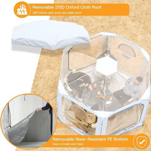 Porayhut Pop up Bubble Tent Screen House 10’X10’Large Camping Sun Shelter,Weather and Cold Proof Pod with Detachable Sunshade Cloth,Waterproof Floor,2 Zipper Doors & 4 Mesh Breathable Windows in Saudi Arabia