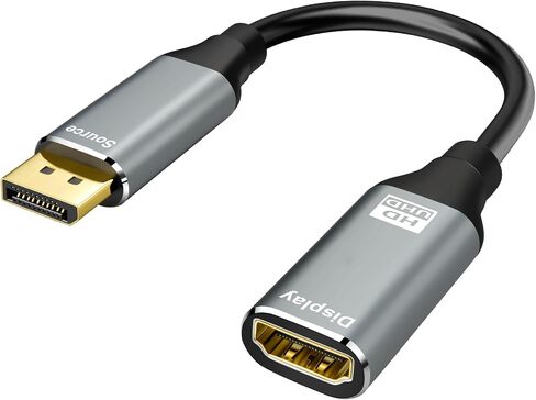 DisplayPort to HDMI Adapter 8K, Uni-Directional DP 1.4 to HDMI 2.1 Screen (Male to Female) Cable Support 8K@60Hz/4K@120Hz Display for HP, Dell, AMD, NVDIA, (Not Compatible with PS5), 10.2" in Saudi Arabia