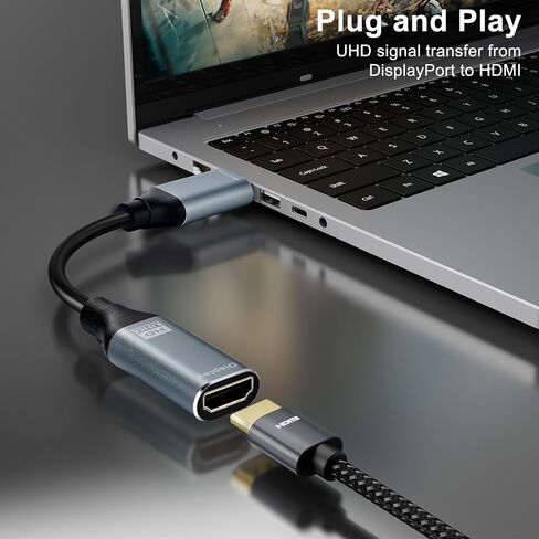 DisplayPort to HDMI Adapter 8K, Uni-Directional DP 1.4 to HDMI 2.1 Screen (Male to Female) Cable Support 8K@60Hz/4K@120Hz Display for HP, Dell, AMD, NVDIA, (Not Compatible with PS5), 10.2" in Saudi Arabia