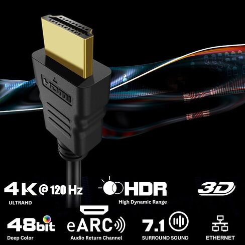 TNP HDMI Cable Left Angle 90 Degree (10FT) - High Speed HDMI 2.0 Cord, Supports UHD 4K 60hz 2K 2160p Full HD 1080p Quad HD 1440p 3D ARC/eARC Ethernet for Xbox One X/S PS 4 Pro/Slim/Apple TV 4K in Kuwait