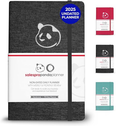 مخطط الباندا مخطط Salespro اليومي غير المؤرخ مع تخطيطات يومية أسبوعية وشهرية - مجلة المبيعات والإنتاجية لمدة 90 يومًا لتحديد الأهداف وتتبعها - غطاء من القماش الناعم مقاس 5.75 بوصة × 8.25 بوصة (أسود) in Kuwait