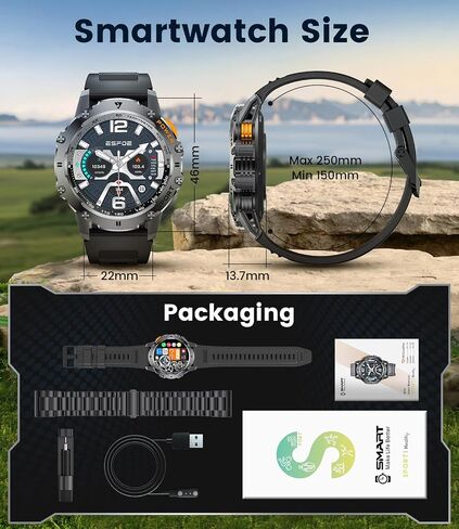 Military Smart Watch for Men with Flashlight/5ATM Waterproof,1.43'' AMOLED Tactical Smartwatch with 500mAh Battery,110+ Sport Modes Fitness Tracker Smart Watch for Android iOS (Answer/Make Call) in Saudi Arabia