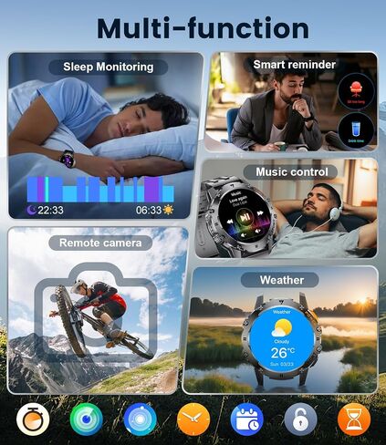 Military Smart Watch for Men with Flashlight/5ATM Waterproof,1.43'' AMOLED Tactical Smartwatch with 500mAh Battery,110+ Sport Modes Fitness Tracker Smart Watch for Android iOS (Answer/Make Call) in Saudi Arabia
