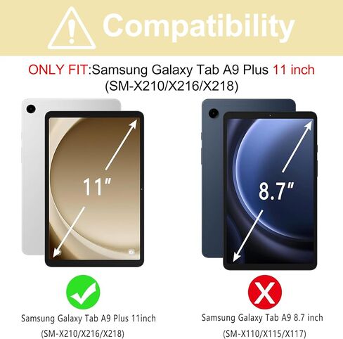 Galaxy Tab A9 Plus Case Keyboard ، لوحة مفاتيح Bluetooth اللاسلكية القابلة للفصل ، A9 Plus Case مع حامل القلم S ، نوم/إيقاظ تلقائي ، Tab Galaxy A9 Plus/A9+ 5G 11 Inch 2023 (SM-X210/X216/X218) الأصفر الأصفر) in Kuwait