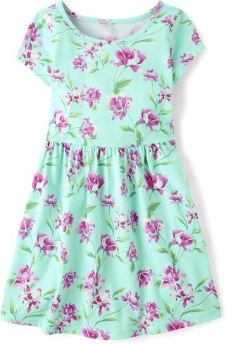 The Children's Place Girls' Short Sleeve Everyday Dresses, Pink Tropic 2-Pack in Saudi Arabia