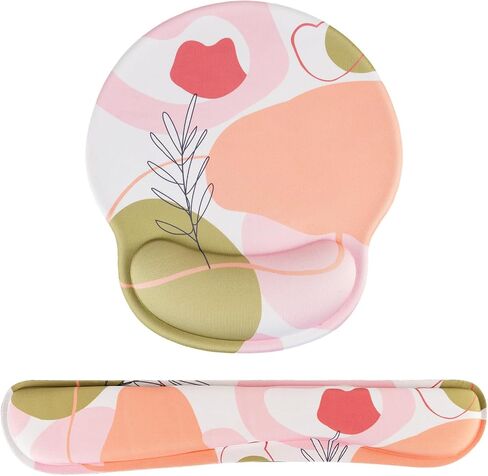 Mouse Pad Wrist Support Keyboard Wrist Rest Set, Ergonomic Mouse Pad with Non-Slip Base for Computer Laptop Home Office Coasters, Easy Typing & Pain Relief Mouse Mat (Geometric Rose) in Saudi Arabia