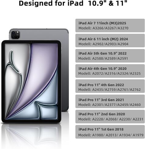 Keyboard Case for iPad Air 11" 2025 M3/Air 11 inch 2024 M2 & iPad Pro 11" 4/3/2/1,iPad Air 5th/4th 10.9",360 Rotating Case and Magnetic Detachable Keyboard Portrait/Landscape Modes-Purple in Saudi Arabia
