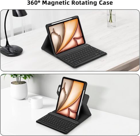 Keyboard Case for iPad Air 11" 2025 M3/Air 11 inch 2024 M2 & iPad Pro 11" 4/3/2/1,iPad Air 5th/4th 10.9",360 Rotating Case and Magnetic Detachable Keyboard Portrait/Landscape Modes-Purple in Saudi Arabia