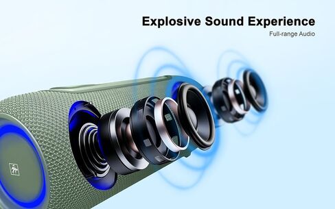 Fisher Portable Bluetooth Speaker with IPX5 Waterproof Speaker, 14W Bluetooth Stereo, 8H Playtime, LED Lights, TWS, BT 5.3, Built-in Mic, Hands Free Calling, Wireless Electronics, Home & Outdoor in Kuwait