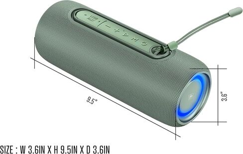 Fisher Portable Bluetooth Speaker with IPX5 Waterproof Speaker, 14W Bluetooth Stereo, 8H Playtime, LED Lights, TWS, BT 5.3, Built-in Mic, Hands Free Calling, Wireless Electronics, Home & Outdoor in Kuwait