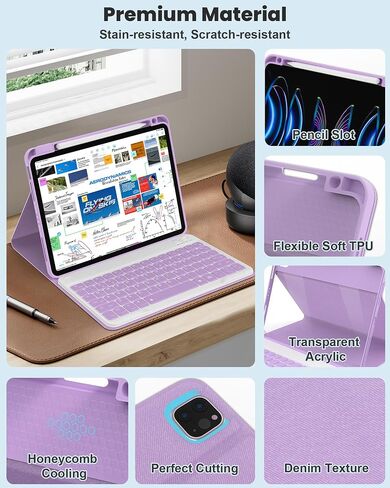 حالة لوحة المفاتيح لـ iPad Air 11 بوصة (M3/ M2 ، 2025/2024)/ iPad Pro 11 Inch (1st ، 2nd ، 3rd ، 4th Gen)/ iPad Air 5th 4th Generation ، 7 Colour in Kuwait