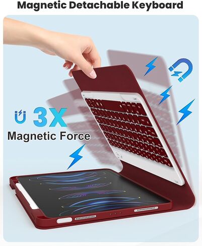 حالة لوحة المفاتيح لـ iPad Air 11 بوصة (M3/ M2 ، 2025/2024)/ iPad Pro 11 Inch (1st ، 2nd ، 3rd ، 4th Gen)/ iPad Air 5th 4th Generation ، 7 Colour in Kuwait