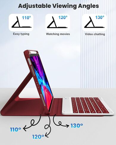 حالة لوحة المفاتيح لـ iPad Air 11 بوصة (M3/ M2 ، 2025/2024)/ iPad Pro 11 Inch (1st ، 2nd ، 3rd ، 4th Gen)/ iPad Air 5th 4th Generation ، 7 Colour in Kuwait