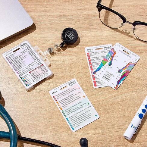 Badge Card Set: Includes Lab Ranges, EKG Interpretation, Glasgow Scale, SBAR, and Rule | Nursing School Essentials, Nursing Badge Card Set, Medical Student, RN, Medical Assistant Accessories in Saudi Arabia