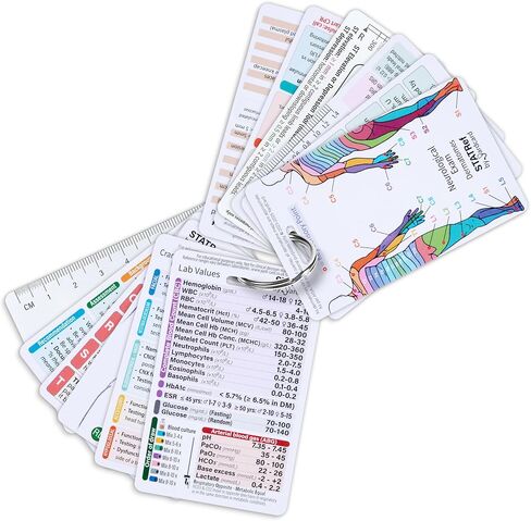 Badge Card Set: Includes Lab Ranges, EKG Interpretation, Glasgow Scale, SBAR, and Rule | Nursing School Essentials, Nursing Badge Card Set, Medical Student, RN, Medical Assistant Accessories in Saudi Arabia