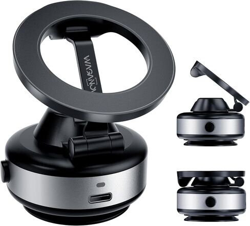 Electric Vacuum Magnetic Phone Holder for Magsafe – 360° Rotating Suction Mount for Car, Adjustable & Foldable Phone Stand, Secure Grip for Dashboard & Windshield, Compatible with iPhone 12-16 in Saudi Arabia