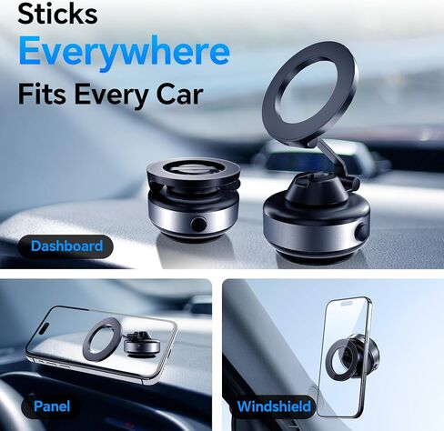 Electric Vacuum Magnetic Phone Holder for Magsafe – 360° Rotating Suction Mount for Car, Adjustable & Foldable Phone Stand, Secure Grip for Dashboard & Windshield, Compatible with iPhone 12-16 in Saudi Arabia