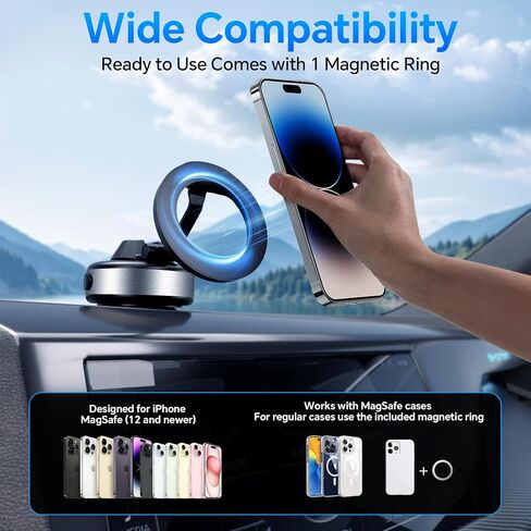 Electric Vacuum Magnetic Phone Holder for Magsafe – 360° Rotating Suction Mount for Car, Adjustable & Foldable Phone Stand, Secure Grip for Dashboard & Windshield, Compatible with iPhone 12-16 in Saudi Arabia