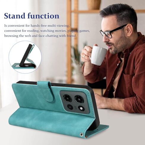 بالنسبة إلى Moto G 2025 Case Wallet ، [RFID LOCKING 4 فتحات بطاقات] غطاء الهاتف الجلدي الناعم ، حزام المعصم ، وقائي مقاوم للصدمات ، وغطاء الحالات المنحمة لـ MOTO G 2025 (أخضر) in Kuwait