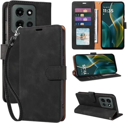 بالنسبة إلى Moto G 2025 Case Wallet ، [RFID LOCKING 4 فتحات بطاقات] غطاء الهاتف الجلدي الناعم ، حزام المعصم ، وقائي مقاوم للصدمات ، وغطاء الحالات المنحمة لـ MOTO G 2025 (أخضر) in Kuwait