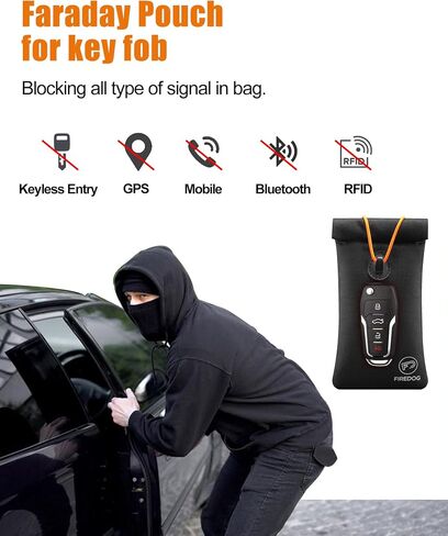 FIREDOG Faraday Pouch for Car Keys and Smartphone, Key Signal Blocking Bag, Anti Theft Car Protection, Cell Phone WiFi/GSM/LTE/NFC/RFID/Keyless Entry Fob Signal Blocking Bag (Grey) in Saudi Arabia