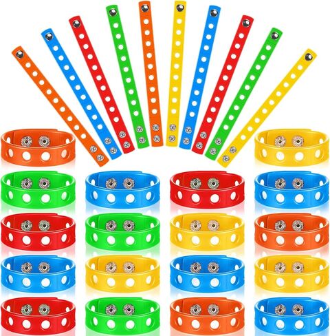 Aoriher 60 Pcs Silicone Charm Bracelet 7 Inch Charm Bracelet Christmas Stocking Stuffers for Kids Adjustable Silicone Wristbands Bulk for Party Supplies Gift(Multicolored) in Saudi Arabia
