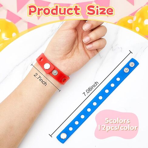 Aoriher 60 Pcs Silicone Charm Bracelet 7 Inch Charm Bracelet Christmas Stocking Stuffers for Kids Adjustable Silicone Wristbands Bulk for Party Supplies Gift(Multicolored) in Saudi Arabia