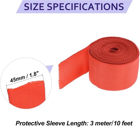 Rope Protector - Cables Covers Rope Protect Sleeve with Buckle for Cables Computer Line - PET - 10Ft 45 mm Width - Red in Saudi Arabia