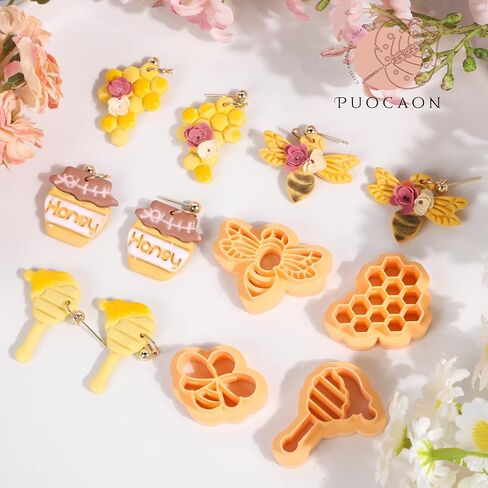 Puocaon Cherry Polymer Clay Cutters - 8 قطع لطيف القوس الكرز الطين القواطع لأقراط الطين البوليمر، صغيرة القلب نجمة مسمار قواطع الطين، مصغرة زهرة الطين القاطع in Kuwait