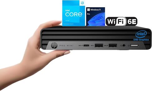 HP 2025 Pro 400 G9 Mini PC Desktop Computer, Latest 13th Gen Intel Core i3 CPU, 16GB DDR5 RAM, 256GB PCIe SSD, Triple 4K Display Support, USB-C, Bluetooth 5.2, WiFi 6E, KB&Mouse, Windows 11 Pro in Saudi Arabia