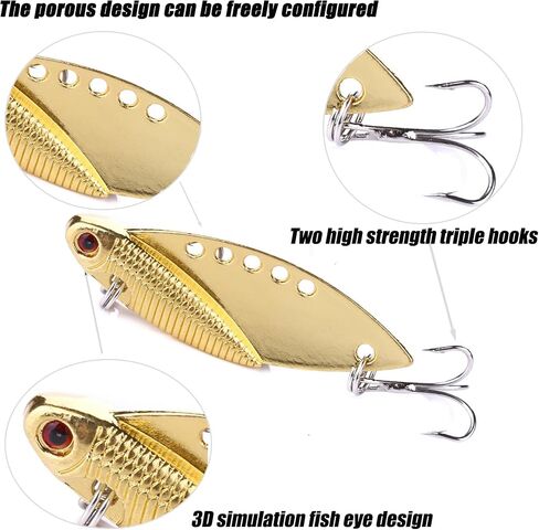 Blade Bait Fishing Lures for Bass Fishing, 5PCS Metal Blade Baits with Box for Freshwater & Saltwater, Blade Bait Walleye Fishing Lures for Bass Fishing Lures for Bass Walleye Trout in Saudi Arabia