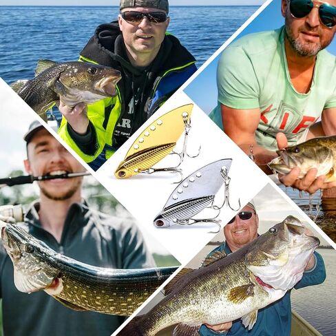 Blade Bait Fishing Lures for Bass Fishing, 5PCS Metal Blade Baits with Box for Freshwater & Saltwater, Blade Bait Walleye Fishing Lures for Bass Fishing Lures for Bass Walleye Trout in Saudi Arabia