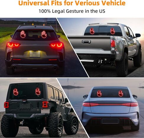 Hand Gesture Light for Car, 3 in 1 Fun Gesture Finger Light for Car with Remote, Car Accessories LED Car Back Window Sign Car Gadgets & Road Rage Signs for Drivers 1 in Saudi Arabia
