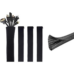 JOTO [4 Pack] 19-20 Inch Black Cable Management Sleeve Bundle with 26ft – 1/2 inch Black Cable Management Protector