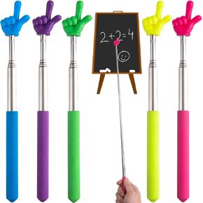 5pcs Retractable Pointer Sticks for Reading, Extendable Finger Pointer Sticks, Adjustable Hand Point Stick for Office, Reading, Speeches (5 Colors)