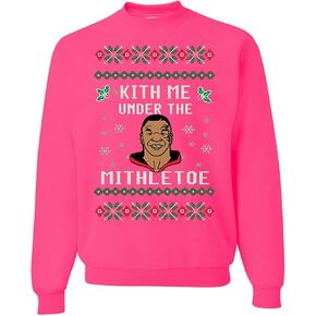 Kith Me Under The Mithletoe Tyson Lisp Ugly Christmas Sweater Mens Crew Neck