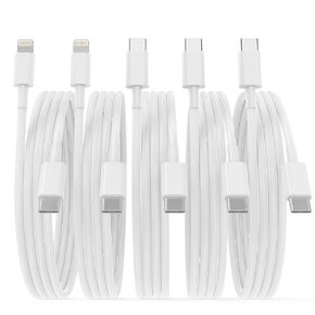 كابلات شاحن سيارة Igenjun (3 حزم) USB-C إلى USB-C + (2 عبوة) USB-C إلى Lightning ، شحن سريع 100 واط ، مصدقة معتمدة ، متينة لمكافحة CarPlay ، Android Auto & Oper
