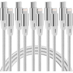 USB C to Lightning Cable 5 Pack 6 FT MFi Certified iPhone Fast Charging Type C to Lightning Cable Nylon Braided iPhone Cord for iPhone 14 13 12 11 Pro Max Xr Xs 8 7 6 Plus and More