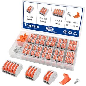 Tnisesm 100Pcs Push Quick Wire Cable Connector,White Wiring Terminal,Spring Loaded Electrical Connectors for Home Lighting Appliances & Automotive Wiring