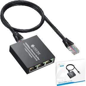 eSynic High Speed Ethermet Splitter 1 to 3 Poratble USB C Rj45 Network Splitter with 1 Ethernet Cable Metal Internet Cable Splitter Support Cat8, 7, 6, 5, & 5e for ADSL, Hubs, TV, Routers, Latop