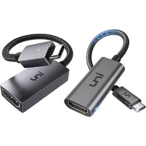 uni USB C to HDMI Adapter 4K@30HZ Bundle 4K@60HZ, Type C (Thunderbolt 3/4) HDMI Converter Compatible with MacBook Pro/Air, Chromebook, XPS, Surface, iPhone 15 Pro/Max, Galaxy S23