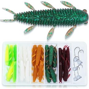 30 Pcs Ned-Rig-Kit-Finesse-Baits-Soft-Plastic-pupa-Fising-Lure for Bass Stick Swimbait Minnow Crawfish Lures Shroom Ned Jig Head Kit