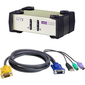 ATEN 2-Port USB-PS/2 KVM CS82U Switch with 2L-5302UP 1.8M PS/2-USB KVM Cable Bundle
