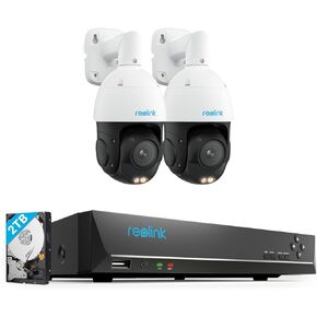 REOLINK 4K PTZ Surveillance System, 2Pcs 4K PoE Security Cameras with 3D 16X Optical Zoom RLC-823S2 Bundle with 8CH NVR RLN8-410, Secure 24/7 Local Storage, Auto Tracks, Human/Vehicle/Pet